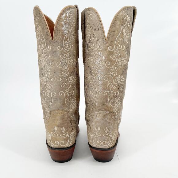 Lucchese Women’s 8.5 Stone Metallic Python Suede Snip Toe Cowgirl Western Boots - Picture 7 of 11